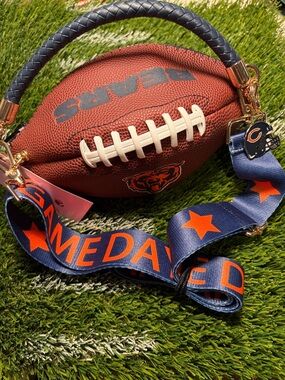 Chicago Bears Football Crossbody Bag with Navy Star Strap